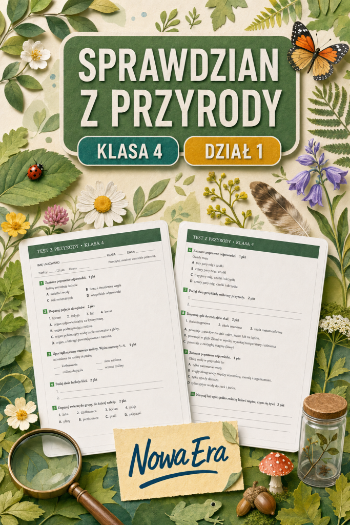 Sprawdzian z przyrody (klasa 4 dział 1) – Poznajemy warsztat przyrodnika + odpowiedzi