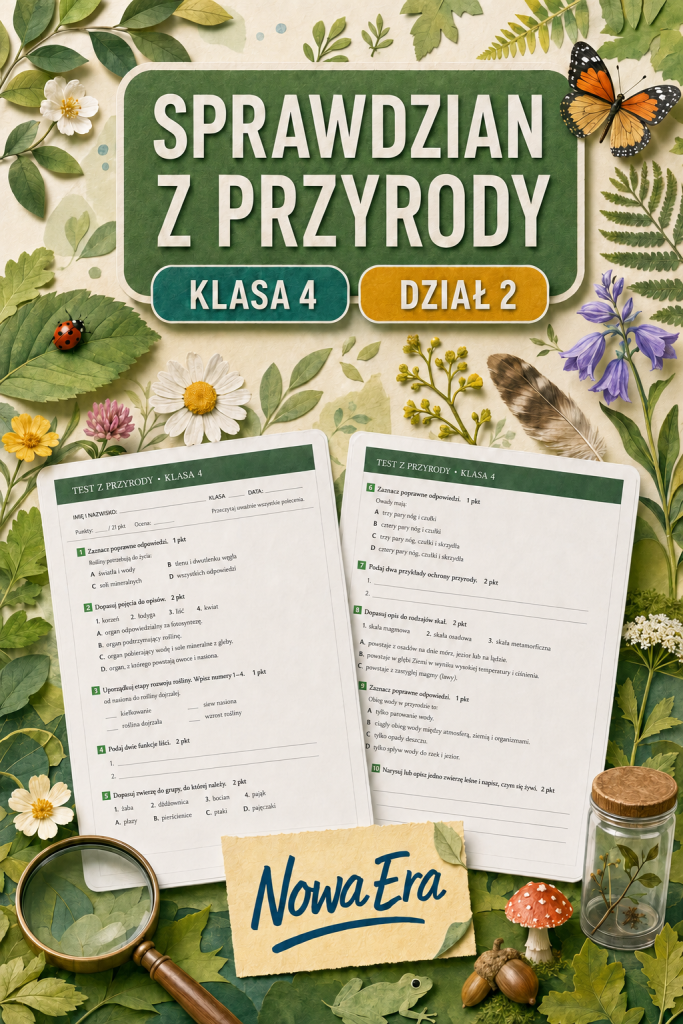 Sprawdzian z przyrody (klasa 4 dział 2) – Poznajemy przyrodę i inne zjawiska przyrodnicze + odpowiedzi