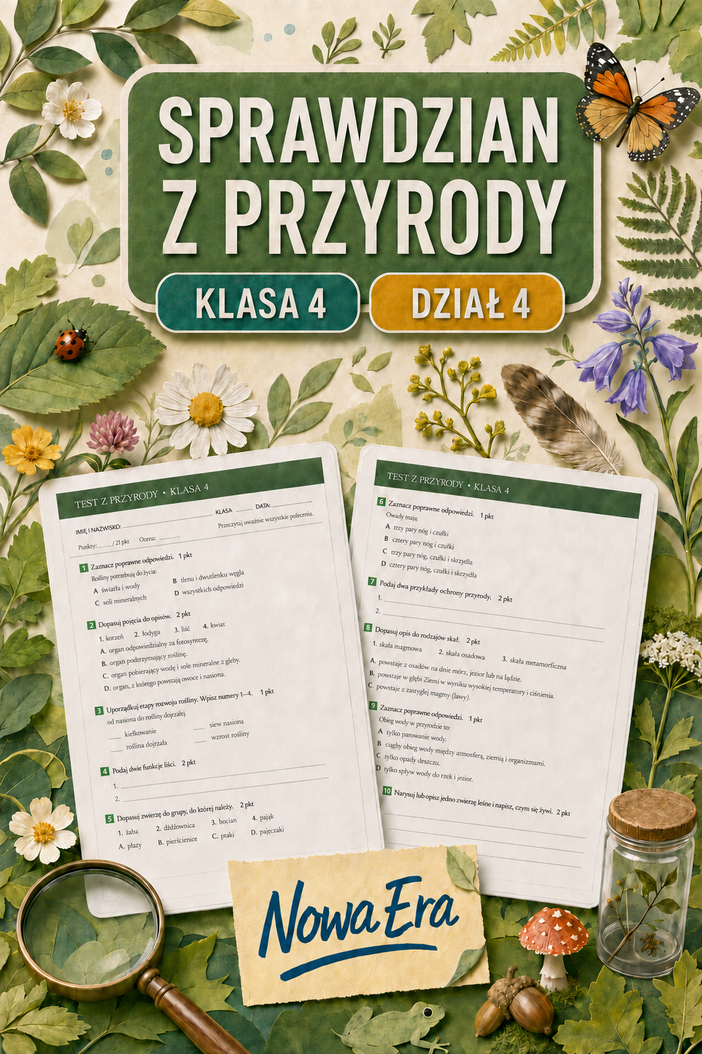Sprawdzian z przyrody (klasa 4 dział 4) – Odkrywamy tajemnice ciała człowieka + odpowiedzi