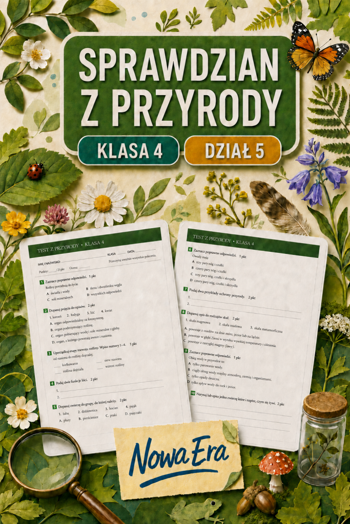 Sprawdzian z przyrody (klasa 4 dział 5) – Odkrywamy tajemnice zdrowia + odpowiedzi