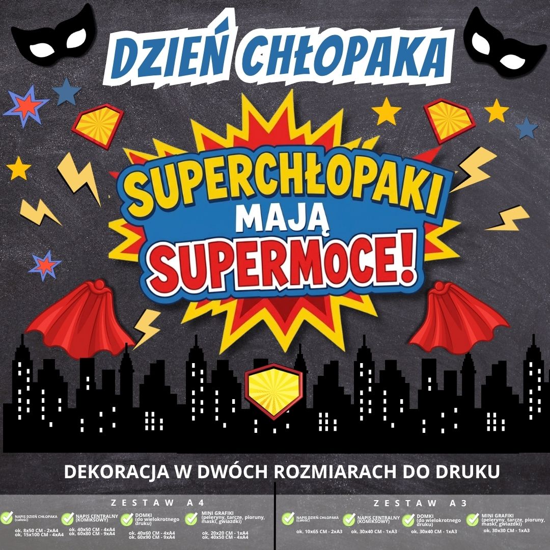 Dekoracja na Dzień Chłopaka – 2 rozmiary (Superchłopaki) (1)