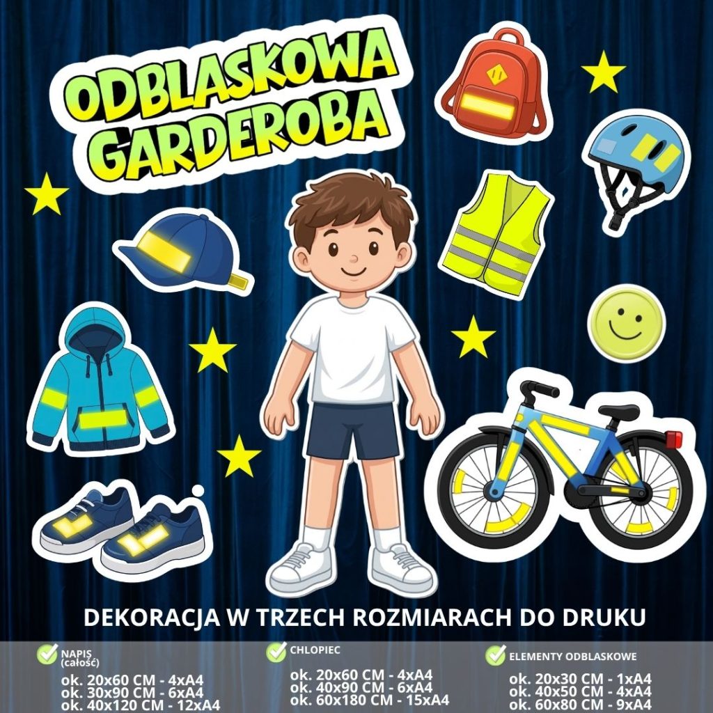 Dekoracja na Ogólnopolski Policyjny Dzień Odblasków – 3 rozmiary (odblaskowa garderoba) (3)