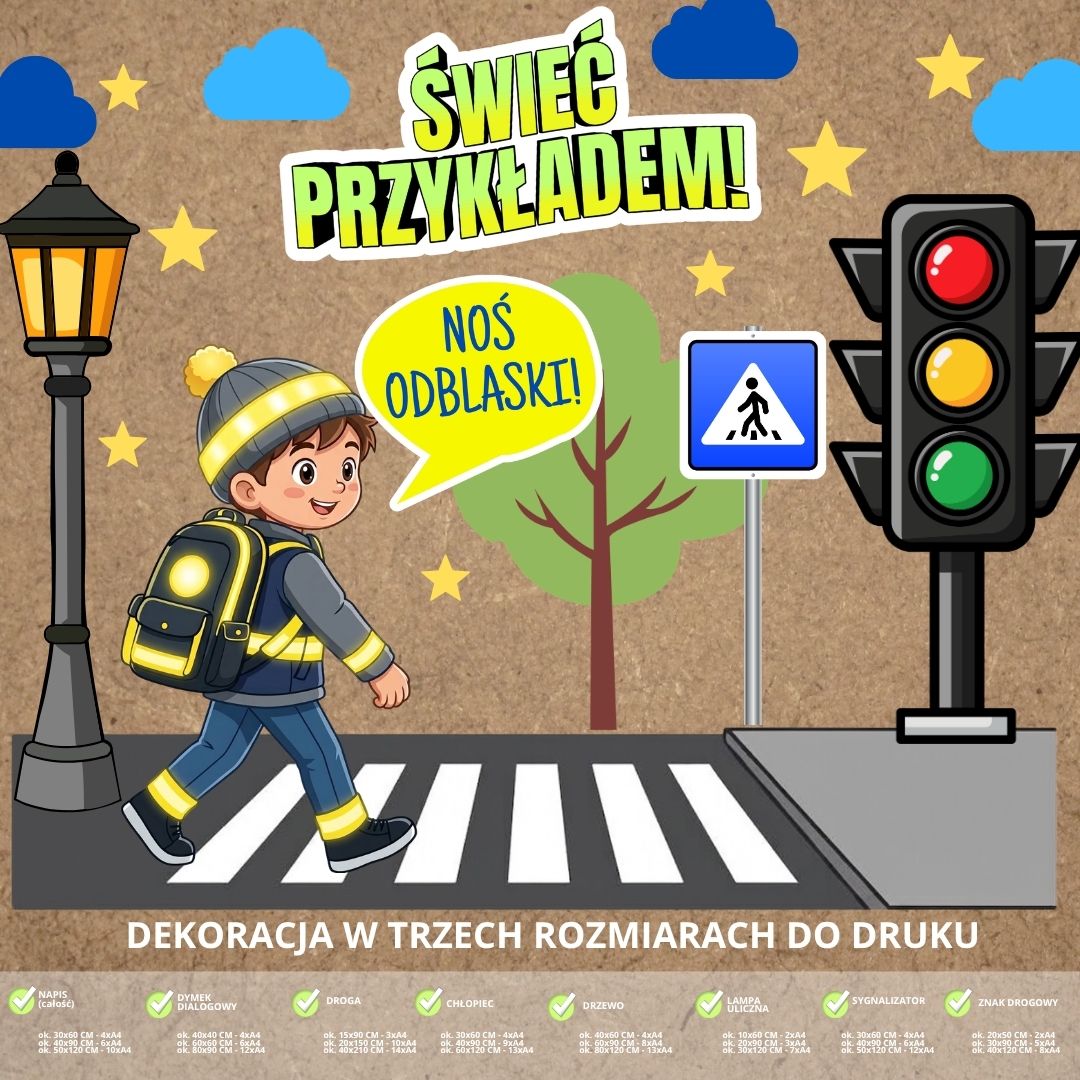 Dekoracja na Ogólnopolski Policyjny Dzień Odblasków – 3 rozmiary (świeć przykładem) (2)