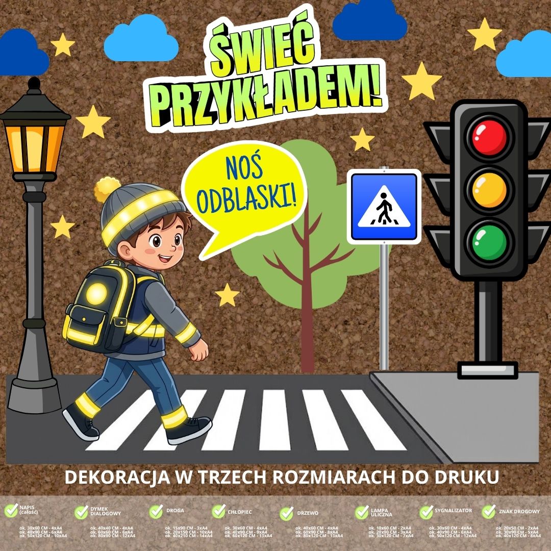 Dekoracja na Ogólnopolski Policyjny Dzień Odblasków – 3 rozmiary (świeć przykładem) (3)