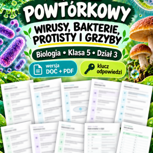 Quiz powtórkowy z biologii – klasa 5, dział 3 „Wirusy, bakterie, protisty i grzyby”