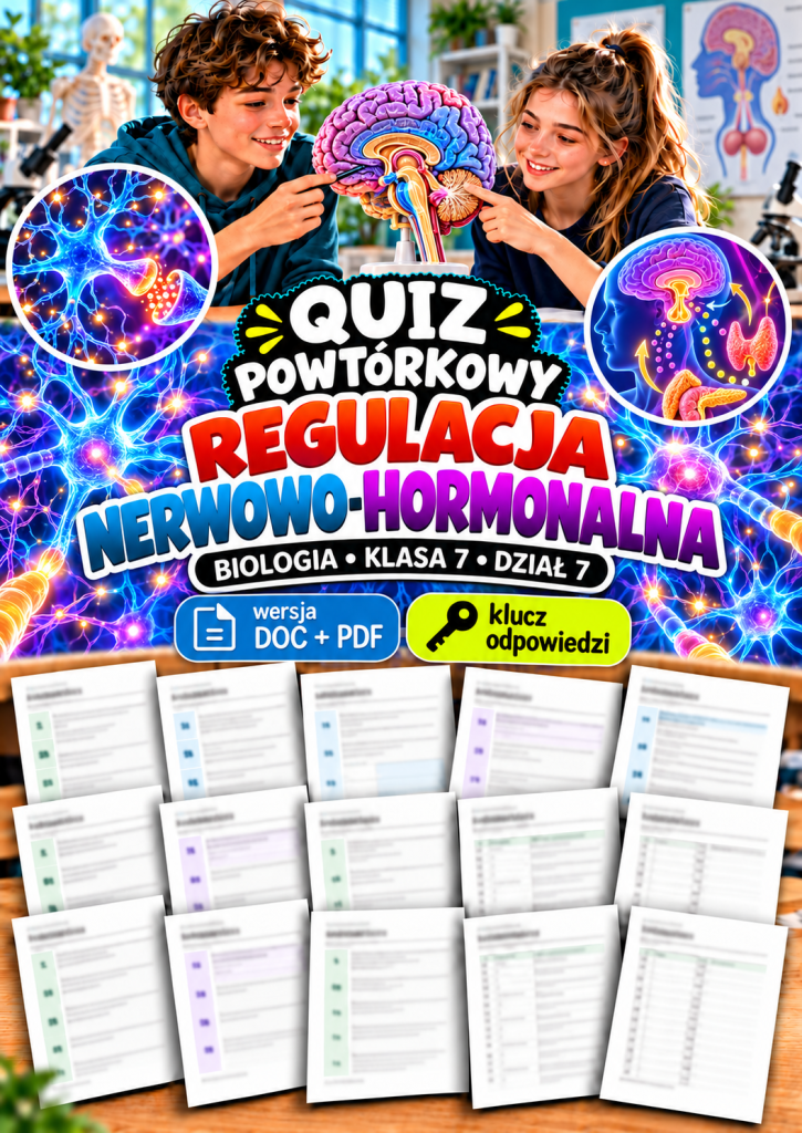 Quiz powtórkowy z biologii – klasa 7, dział 7 „Regulacja nerwowo-hormonalna”