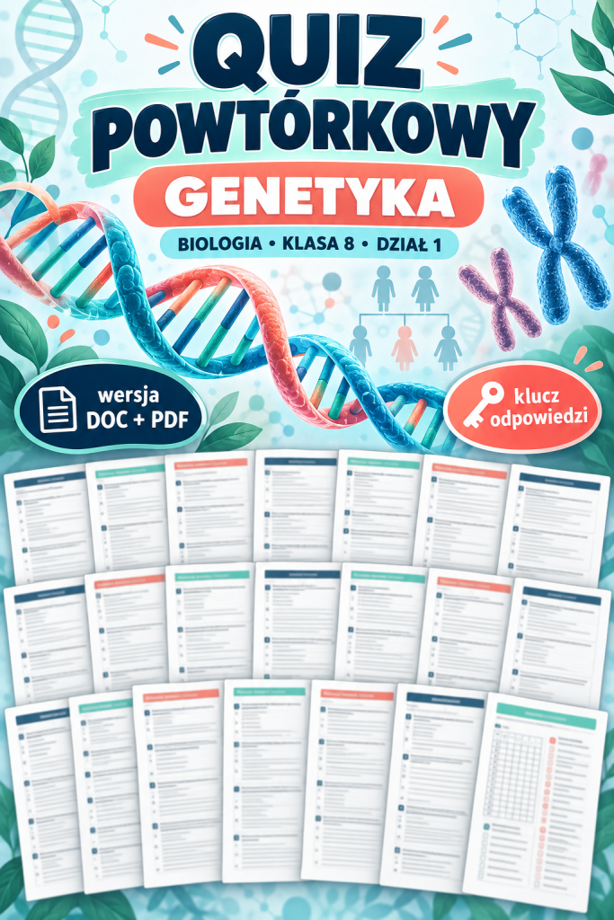 Quiz powtórkowy z biologii – klasa 8, dział 1 „Genetyka”