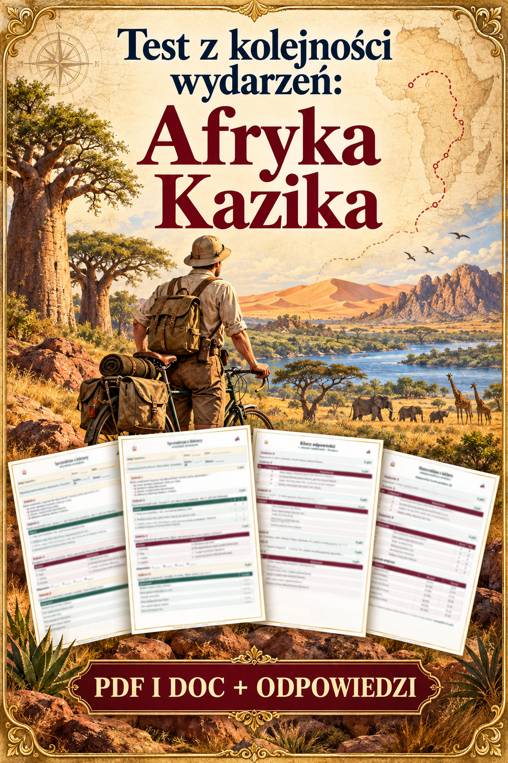 Sprawdzian Afryka Kazika – kolejność wydarzeń – (DOC + PDF) + odpowiedzi