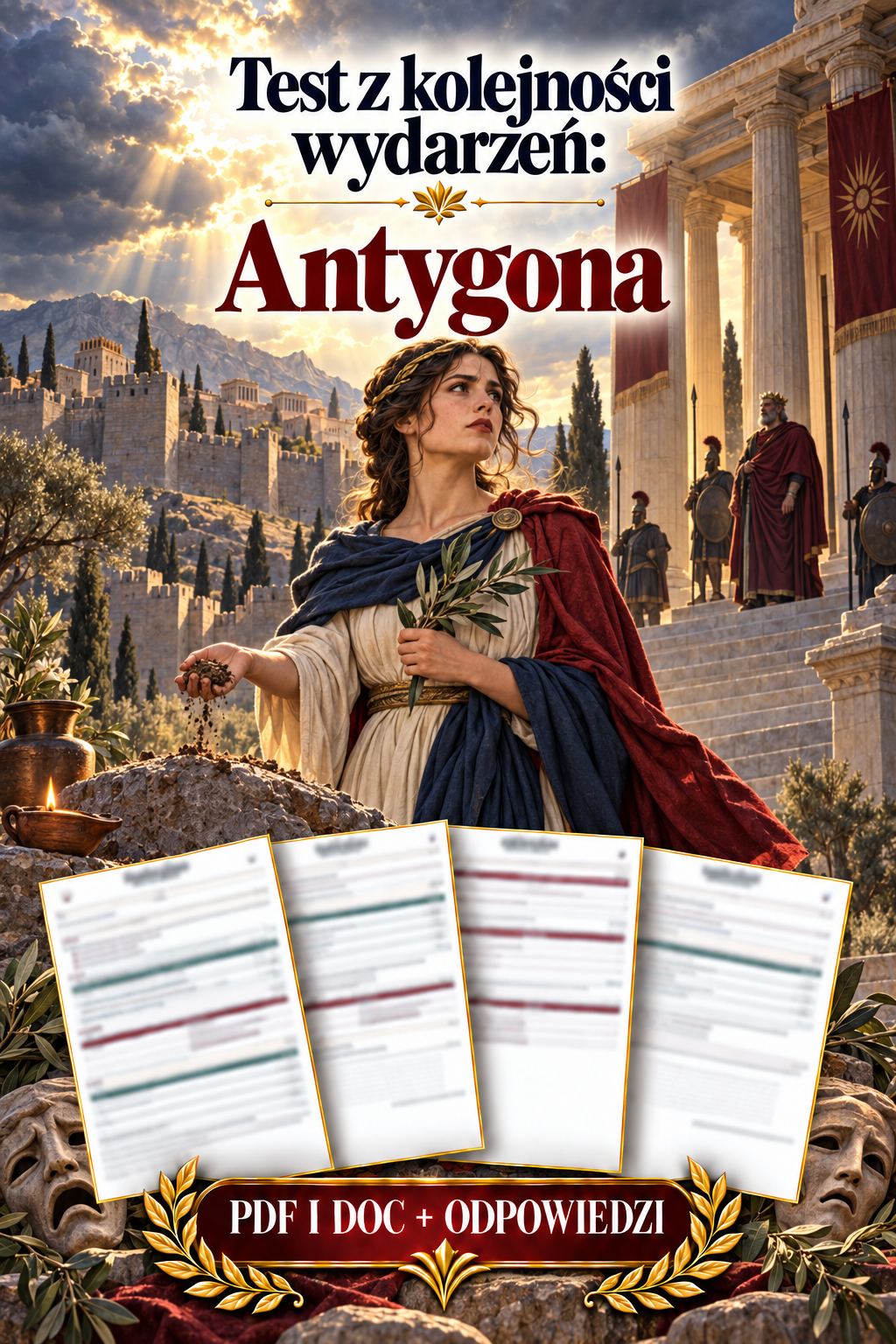Sprawdzian Antygona – kolejność wydarzeń – (DOC + PDF) + odpowiedzi