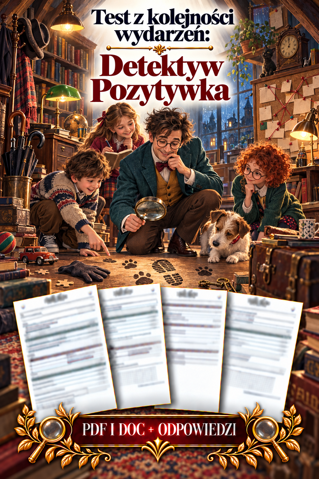 Sprawdzian Detektyw Pozytywka – kolejność wydarzeń – (DOC + PDF) + odpowiedzi