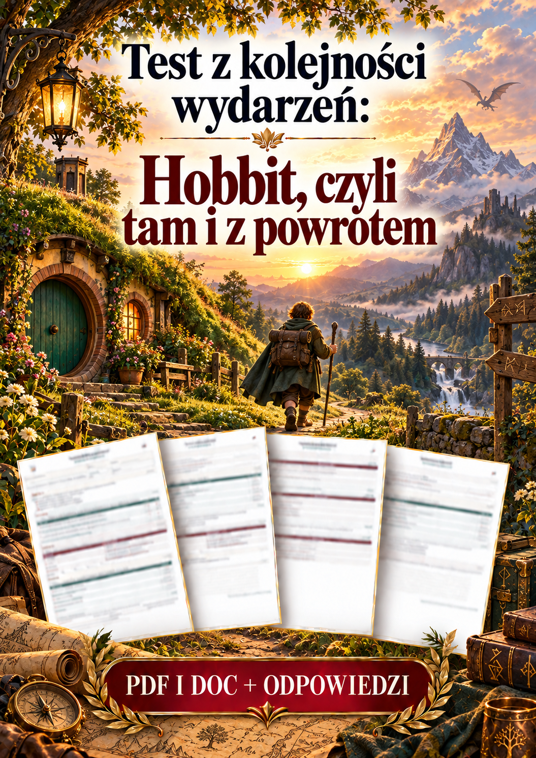 Sprawdzian Hobbit, czyli tam i z powrotem – kolejność wydarzeń – (DOC + PDF) + odpowiedzi