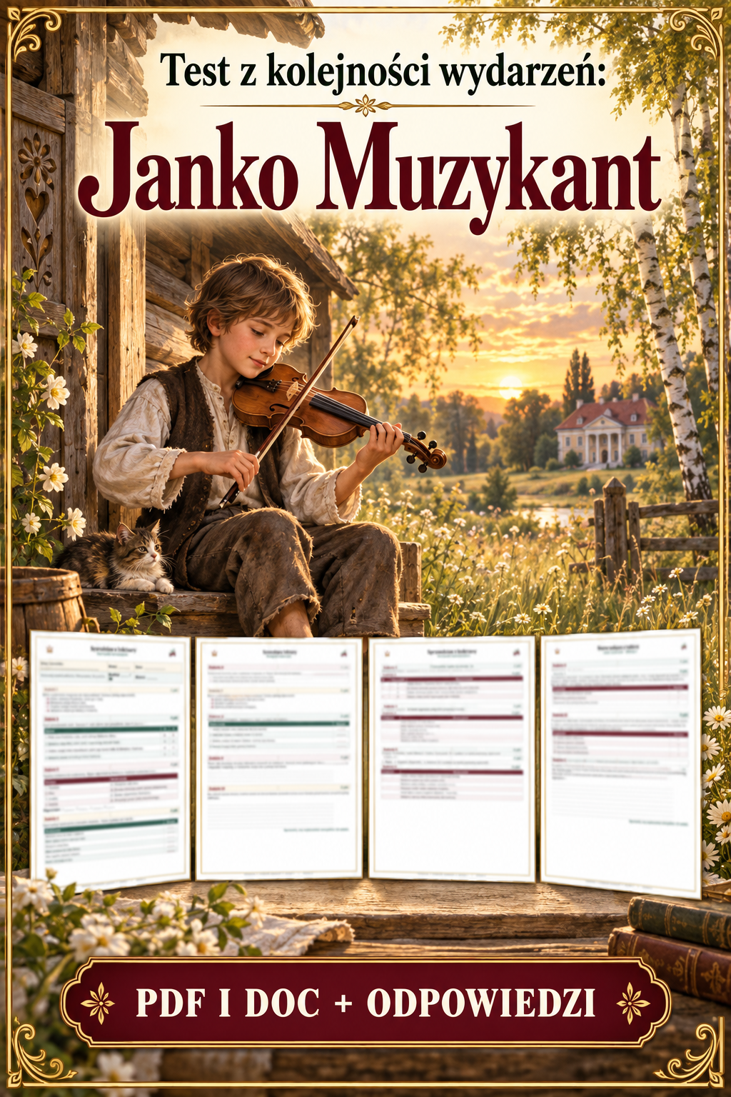 Sprawdzian Janko Muzykant – kolejność wydarzeń – (DOC + PDF) + odpowiedzi