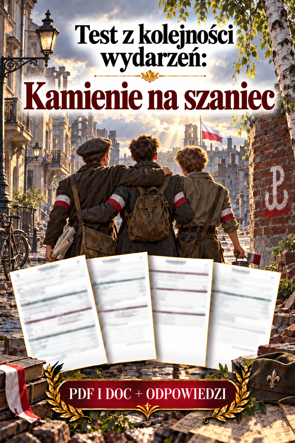 Sprawdzian Kamienie na szaniec – kolejność wydarzeń – (DOC + PDF) + odpowiedzi