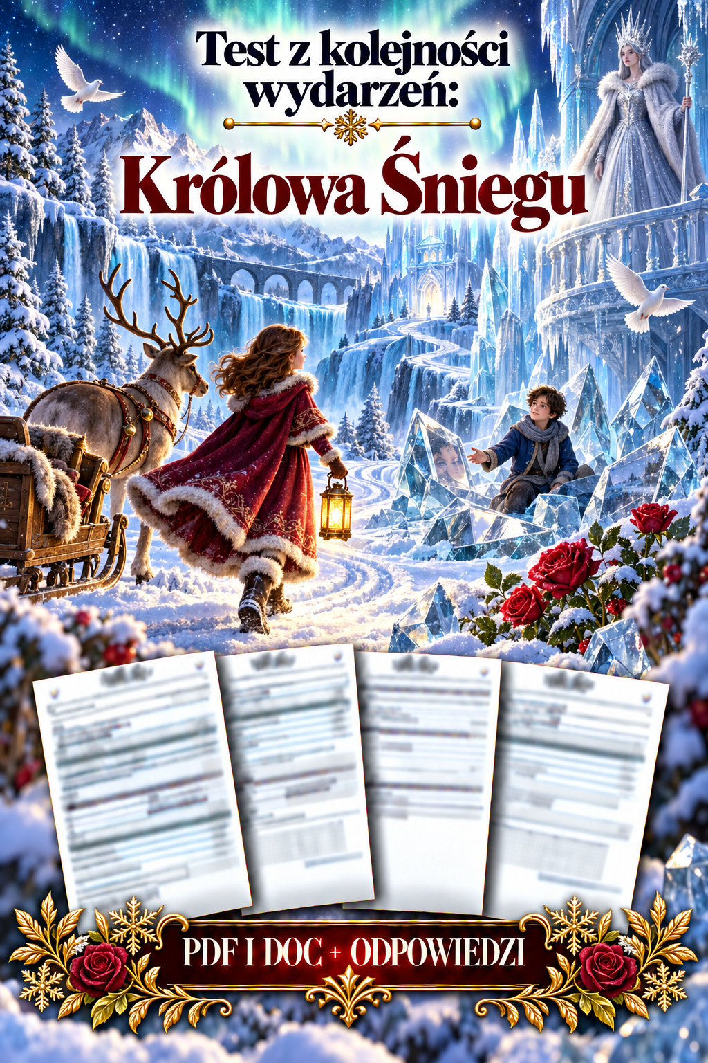 Sprawdzian Królowa Śniegu – kolejność wydarzeń – (DOC + PDF) + odpowiedzi
