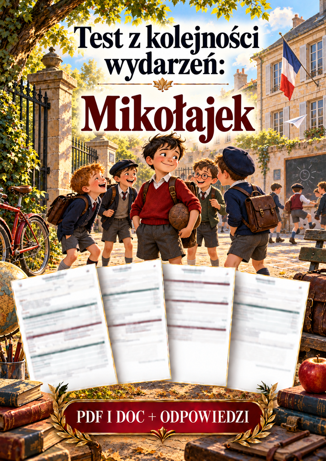 Sprawdzian Mikołajek – kolejność wydarzeń – (DOC + PDF) + odpowiedzi