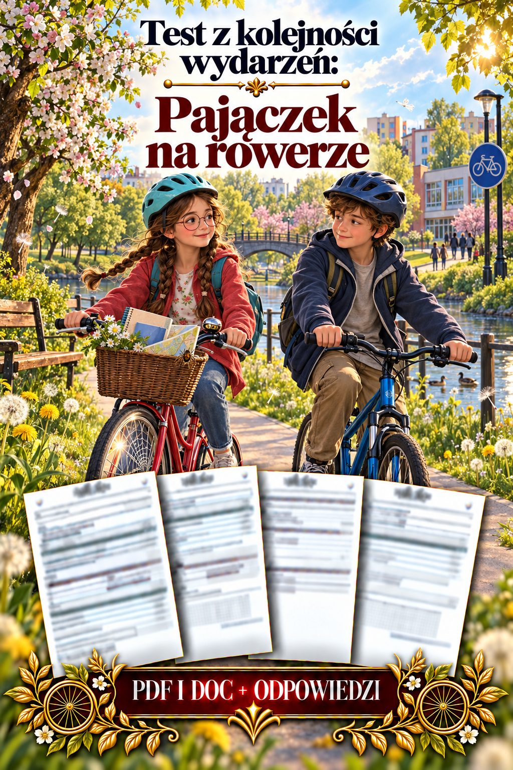 Sprawdzian Pajączek na rowerze – kolejność wydarzeń – (DOC + PDF) + odpowiedzi