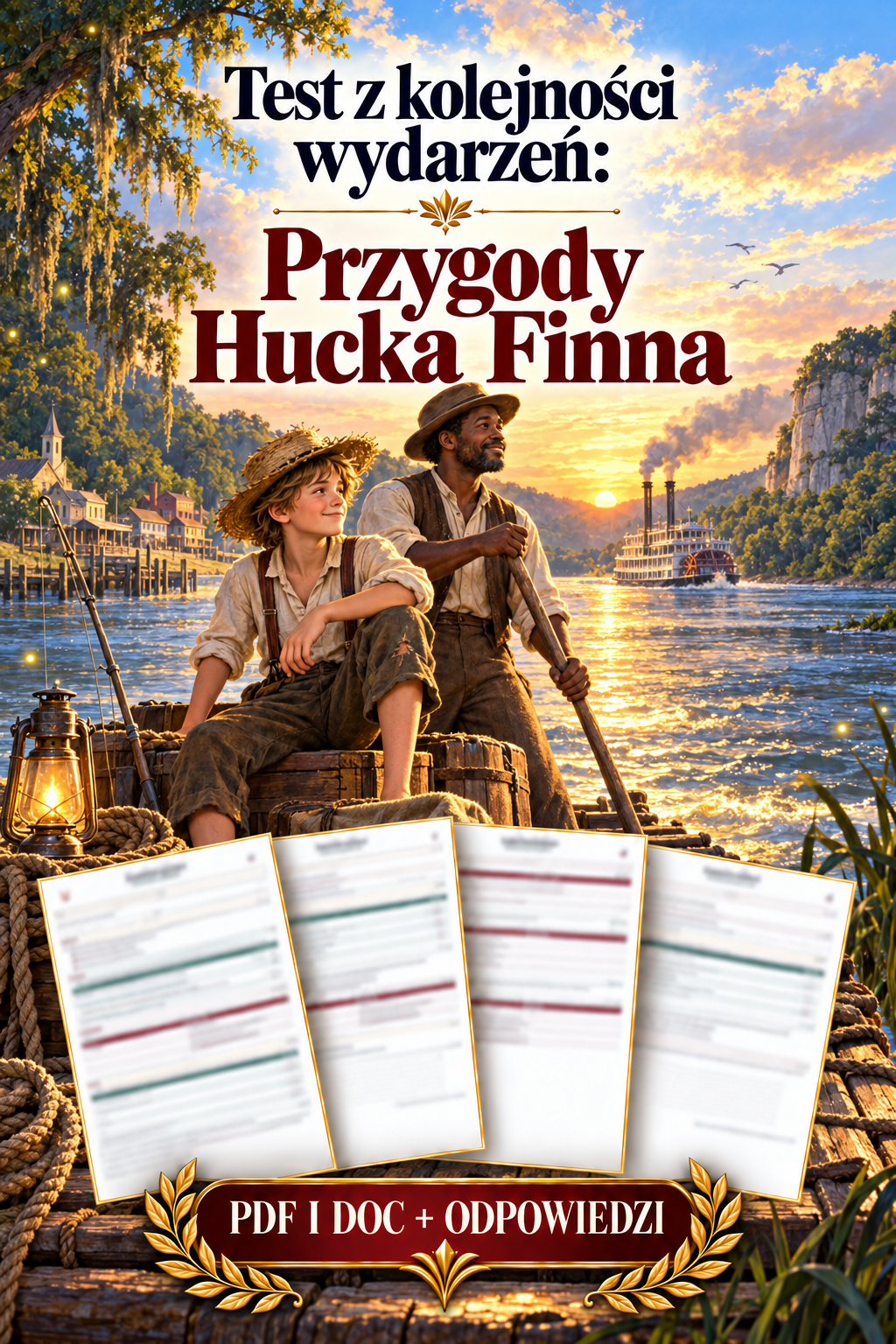 Sprawdzian Przygody Hucka Finna – kolejność wydarzeń – (DOC + PDF) + odpowiedzi