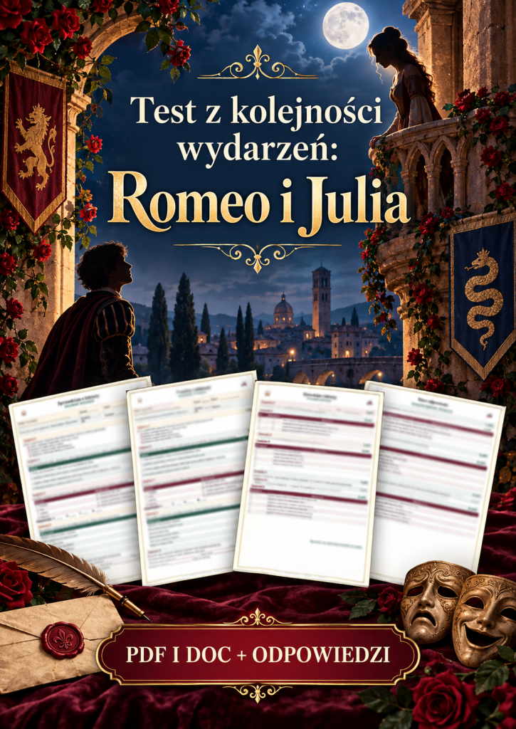 Sprawdzian Romeo i Julia – kolejność wydarzeń – (DOC + PDF) + odpowiedzi