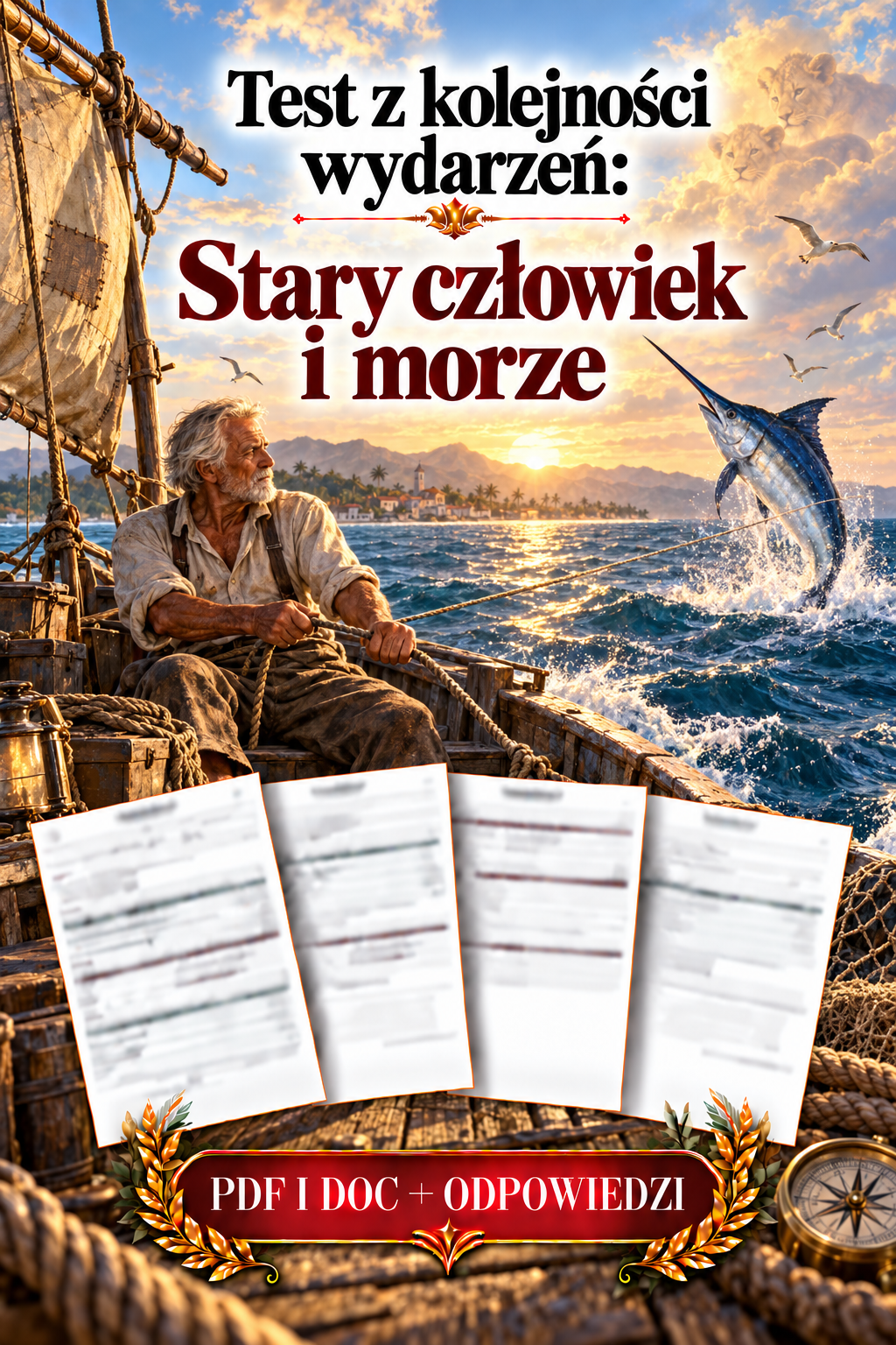 Sprawdzian Stary człowiek i morze – kolejność wydarzeń – (DOC + PDF) + odpowiedzi