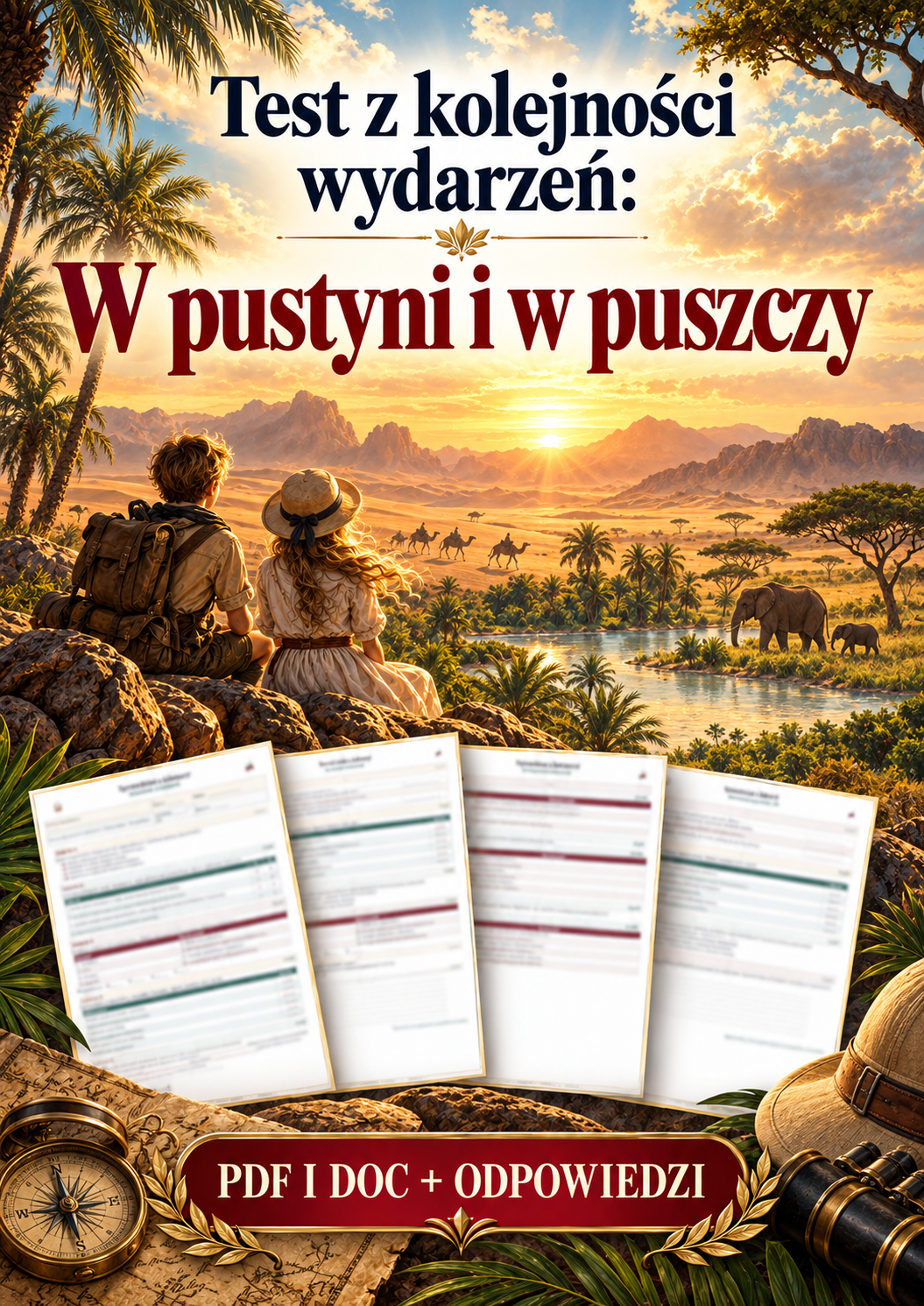 Sprawdzian W pustyni i w puszczy – kolejność wydarzeń – (DOC + PDF) + odpowiedzi
