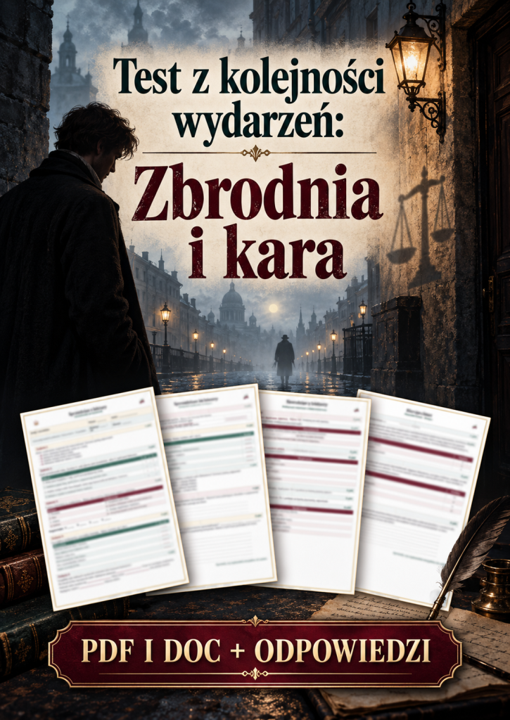 Sprawdzian Zbrodnia i kara – kolejność wydarzeń – (DOC + PDF) + odpowiedzi