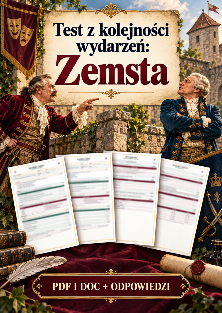Sprawdzian Zemsta – kolejność wydarzeń – (DOC + PDF) + odpowiedzi