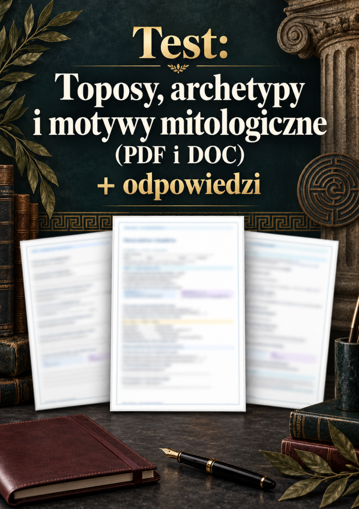 Test Toposy, archetypy i motywy mitologiczne (PDF i DOC) + odpowiedzi