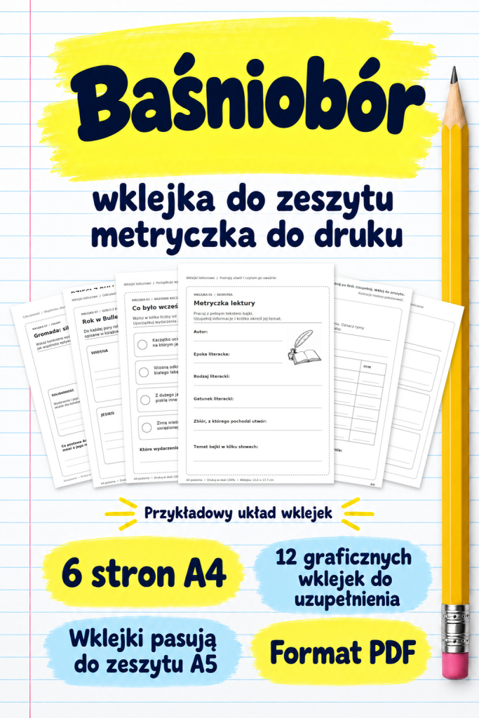 Baśniobór – wklejka do zeszytu – metryczka do druku