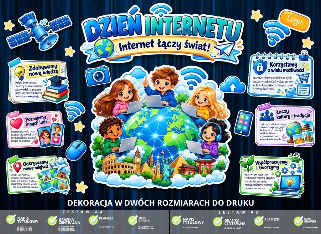 Dekoracja edukacyjna „Dzień Internetu – Internet łączy świat” (do druku) (3)