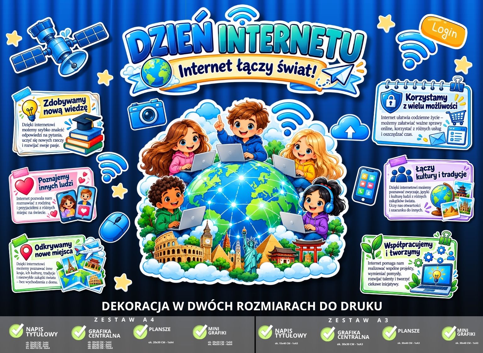 Dekoracja edukacyjna „Dzień Internetu – Internet łączy świat” (do druku) (4)
