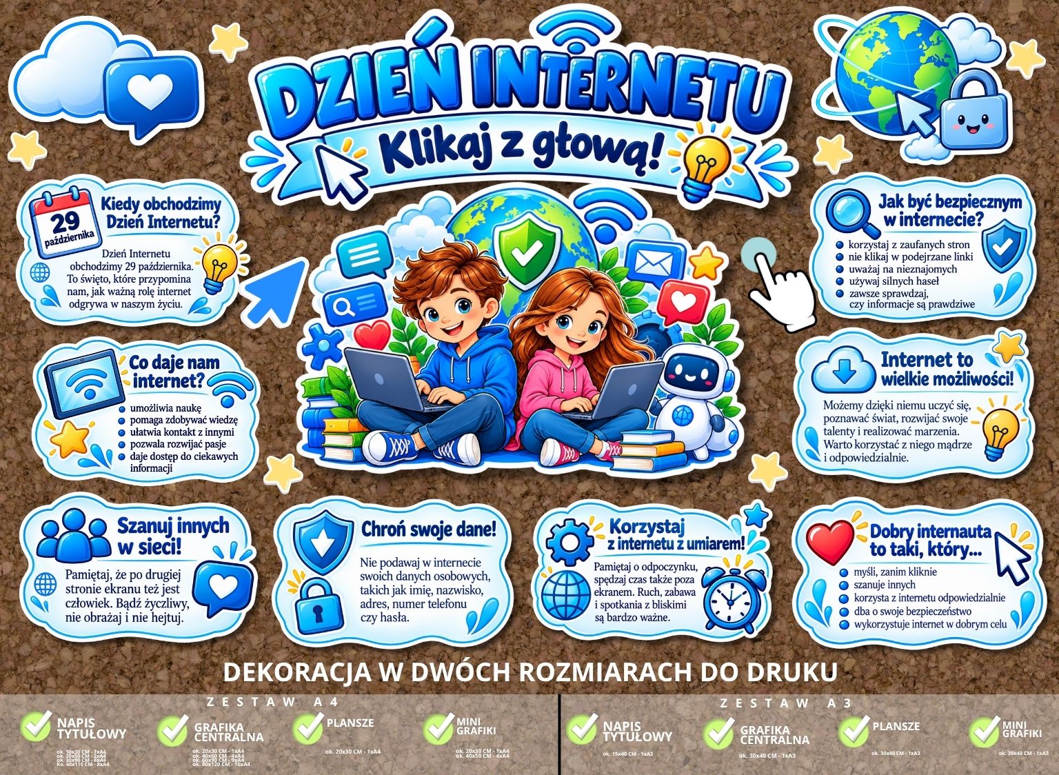 Dekoracja edukacyjna „Dzień Internetu – Klikaj z głową!” (do druku) (3)