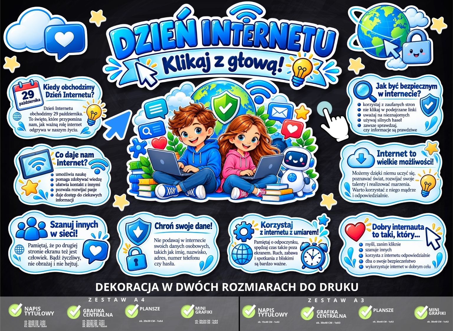 Dekoracja edukacyjna „Dzień Internetu – Klikaj z głową!” (do druku) (4)