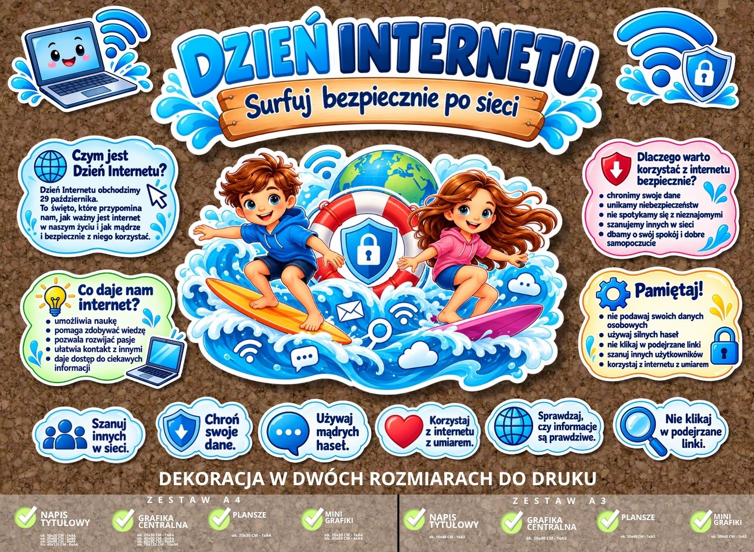 Dekoracja edukacyjna „Dzień Internetu – Serfuj bezpiecznie po sieci” (do druku) (4)