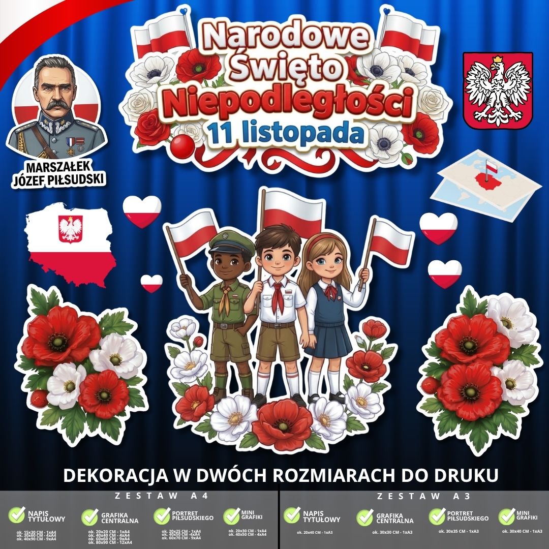 Dekoracja na 11 listopada – 2 rozmiary – do druku (uczniowie) (3)