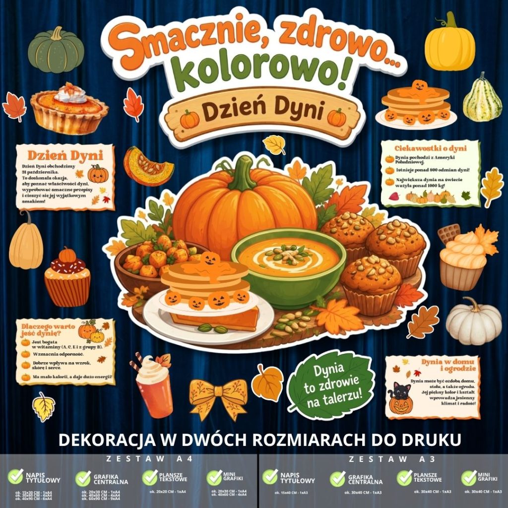 Dekoracja na Dzień Dyni – 2 rozmiary – do druku (smaczna i zdrowa) (3)