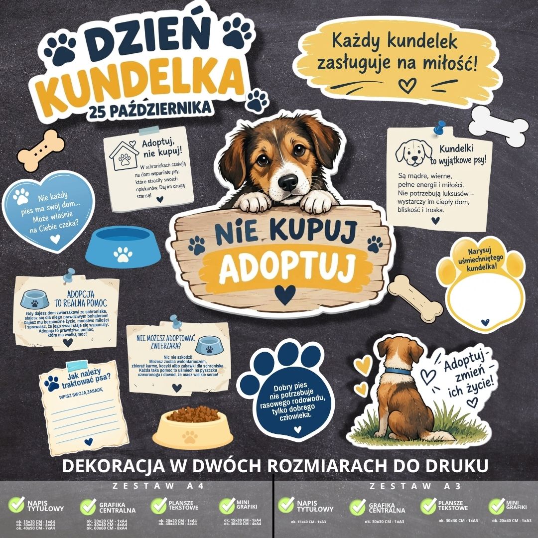 Dekoracja na Dzień Kundelka – 2 rozmiary – do druku (adoptuj) (3)