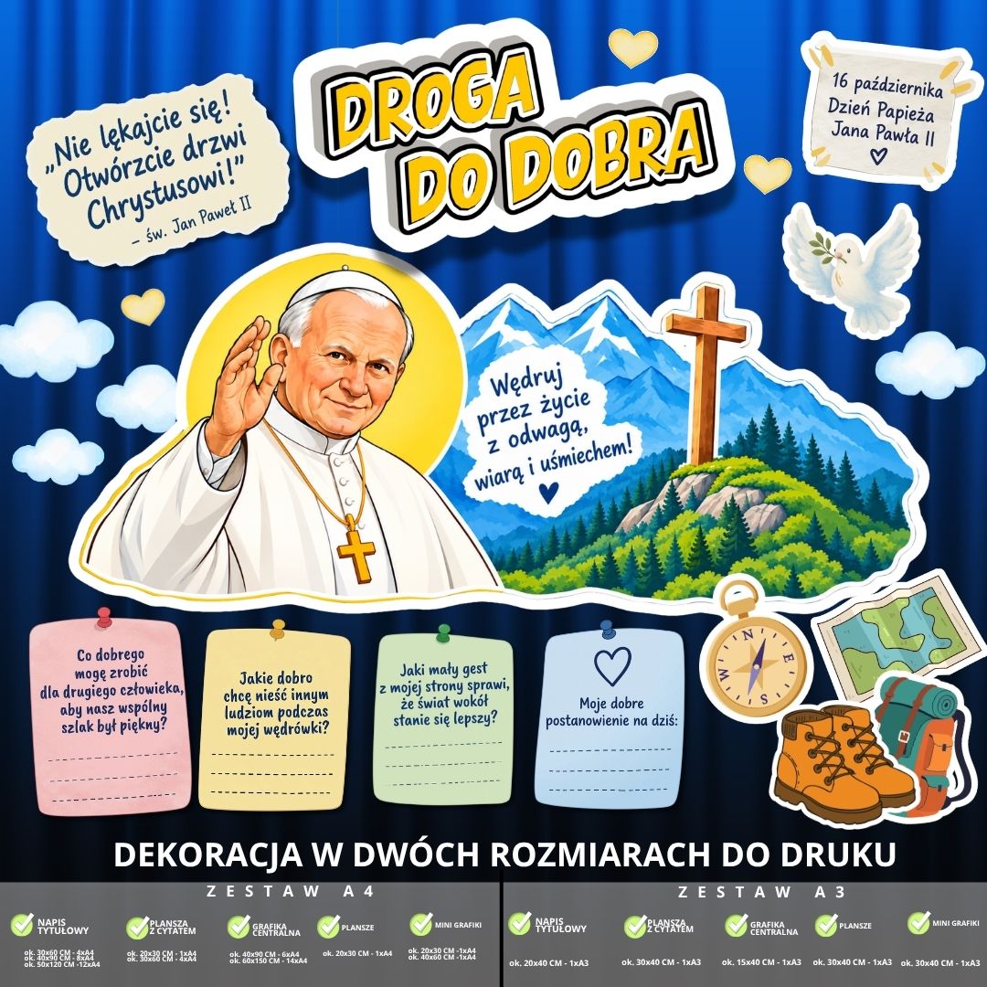 Dekoracja na Dzień Papieża Jana Pawła II – 2 rozmiary (góry) (1)