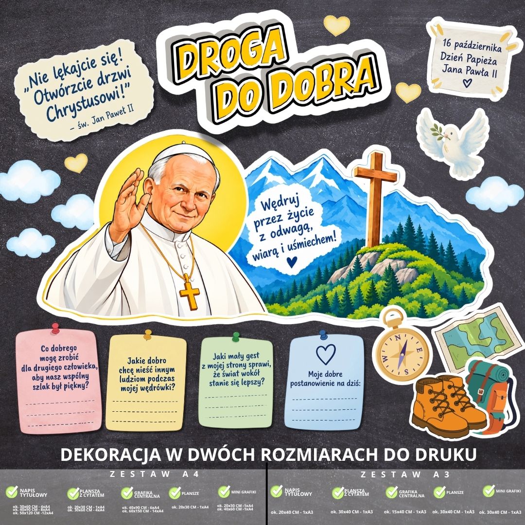 Dekoracja na Dzień Papieża Jana Pawła II – 2 rozmiary (góry) (2)