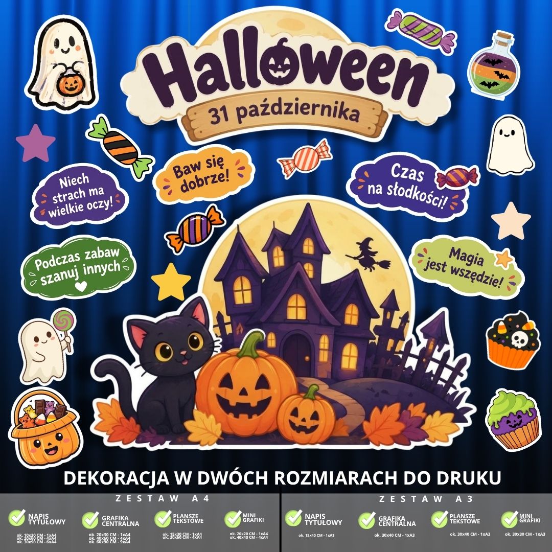 Dekoracja na Halloween – 2 rozmiary – do druku (zamek) (3)