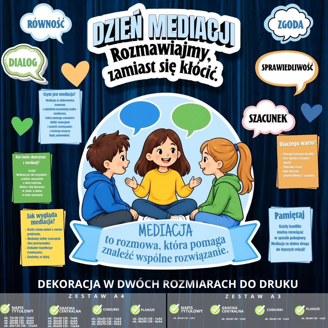 Dekoracja na Międzynarodowy Dzień Mediacji – 2 rozmiary (rozmawiajmy) (1)
