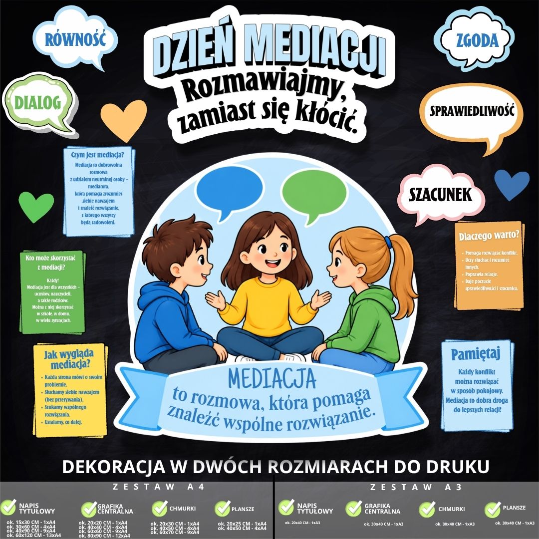 Dekoracja na Międzynarodowy Dzień Mediacji – 2 rozmiary (rozmawiajmy) (4)