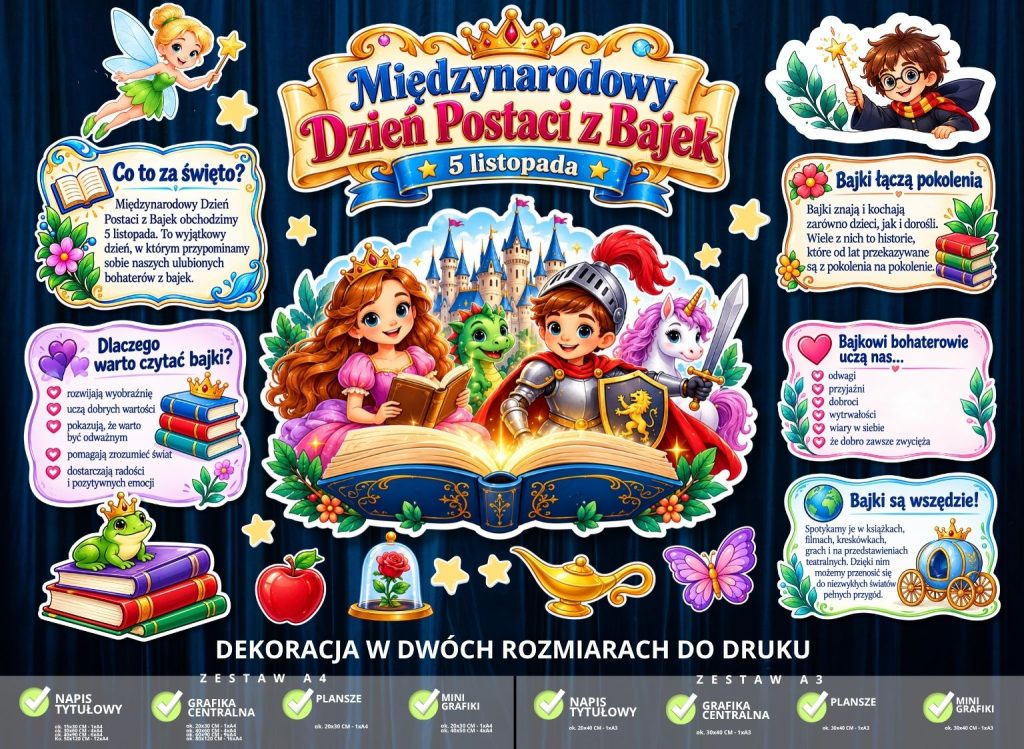 Dekoracja na Międzynarodowy Dzień Postaci z Bajek (plansze) (1)