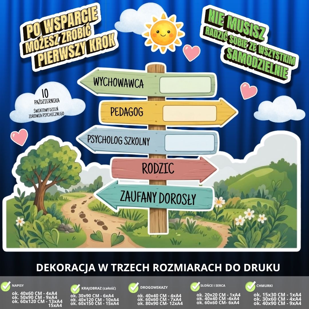 Dekoracja na Światowy Dzień Zdrowia Psychicznego – 2 rozmiary (drogowskaz) (2)