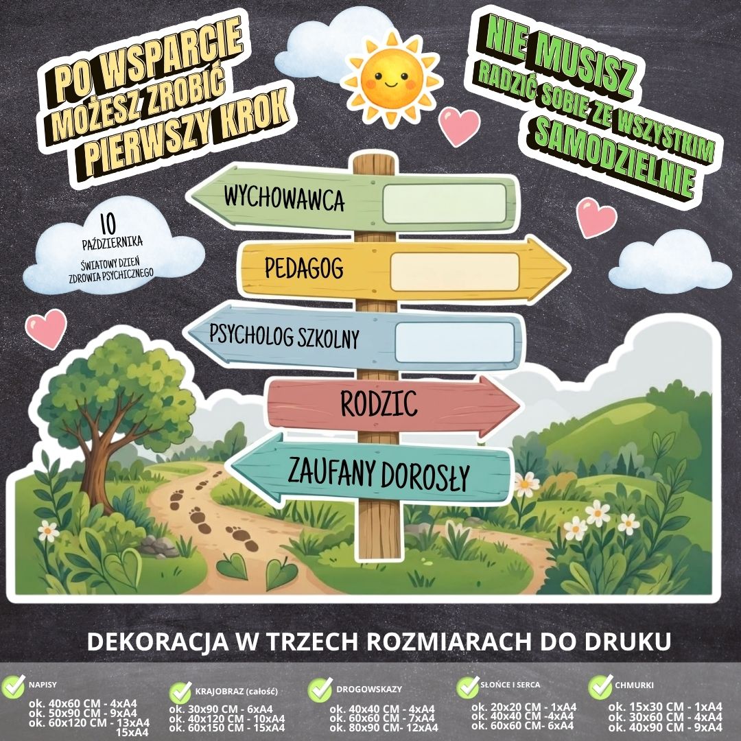 Dekoracja na Światowy Dzień Zdrowia Psychicznego – 2 rozmiary (drogowskaz) (3)