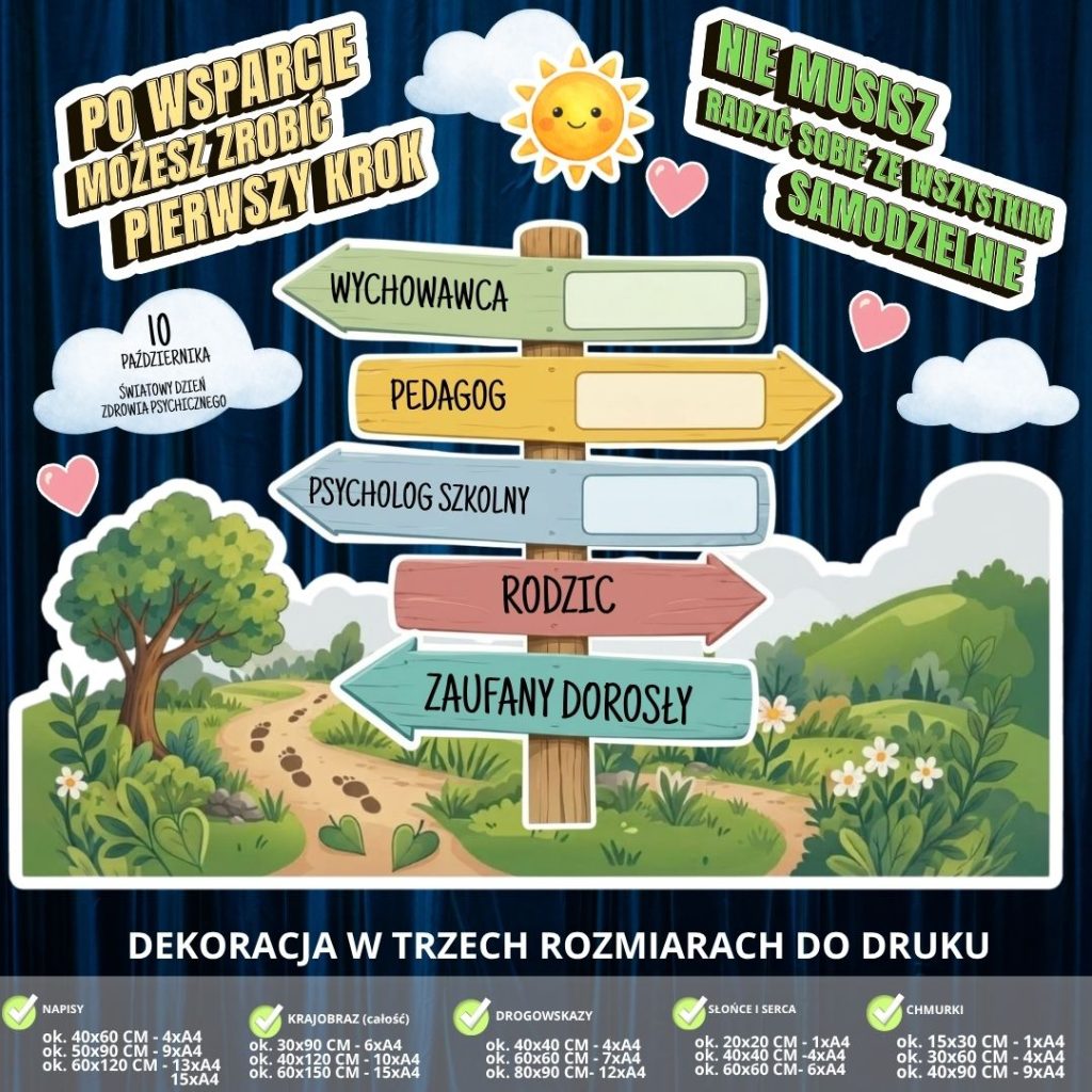 Dekoracja na Światowy Dzień Zdrowia Psychicznego – 2 rozmiary (drogowskaz) (4)