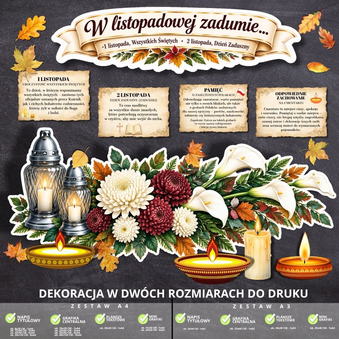 Dekoracja na Wszystkich Świętych – 2 rozmiary – do druku (listopadowa zaduma) (1)