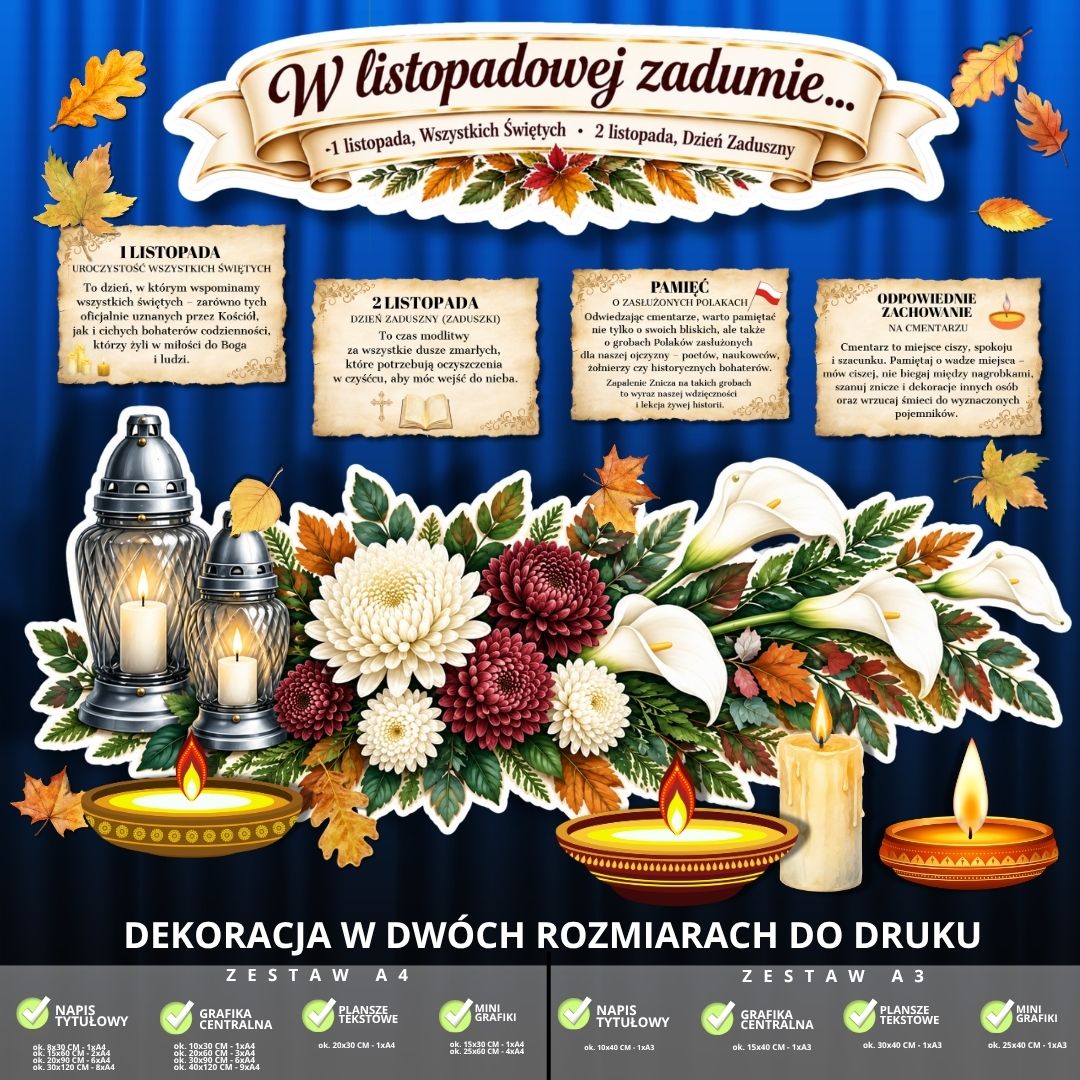 Dekoracja na Wszystkich Świętych – 2 rozmiary – do druku (listopadowa zaduma) (2)
