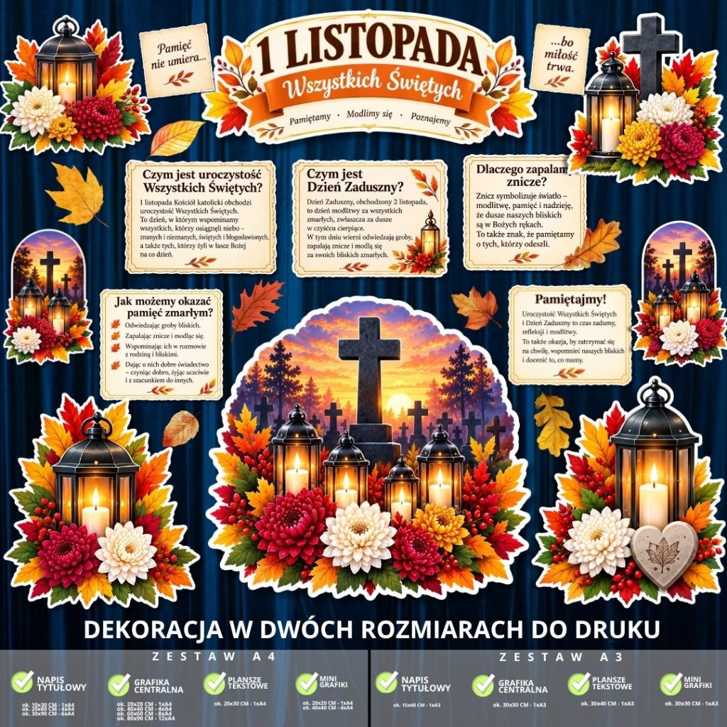 Dekoracja na Wszystkich Świętych – 2 rozmiary – do druku (plansze edukacyjne) (3)
