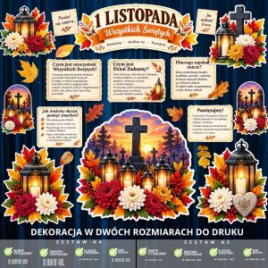 Dekoracja na Wszystkich Świętych – 2 rozmiary – do druku (plansze edukacyjne) (3)