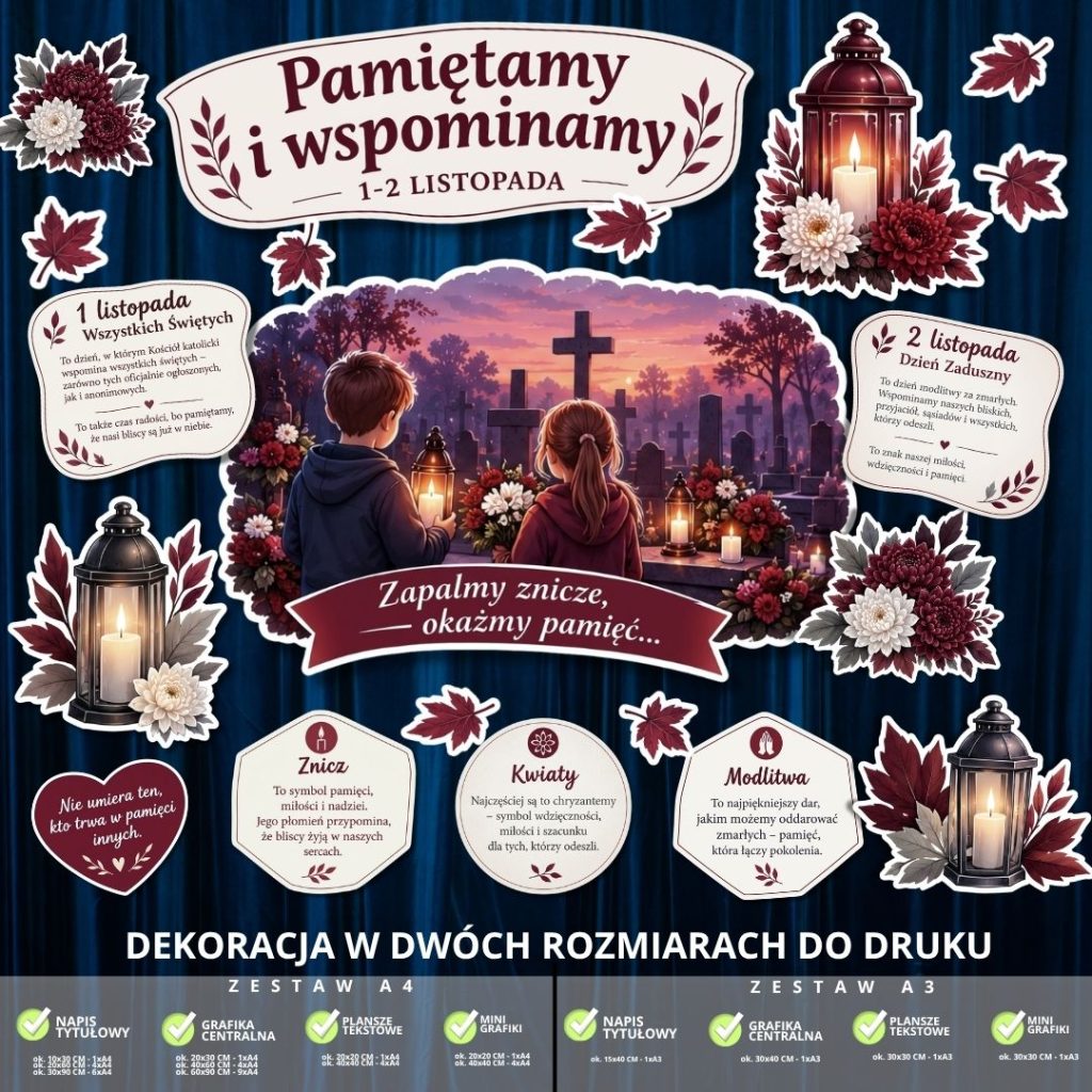 Dekoracja na Wszystkich Świętych – 2 rozmiary – (pamiętamy i wspominamy) (4)